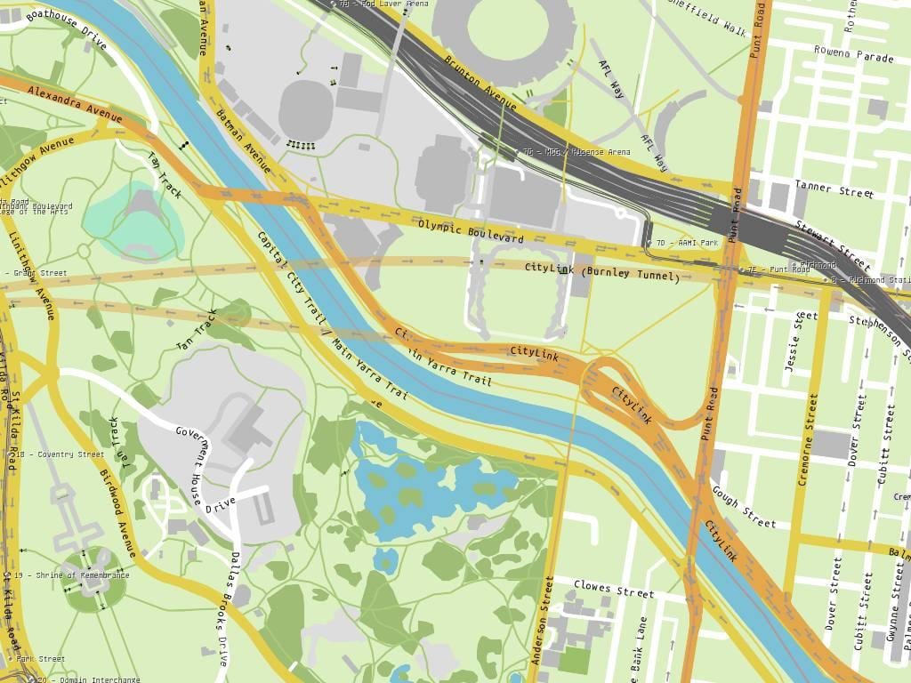 Yarra trail ਨਕਸ਼ਾ