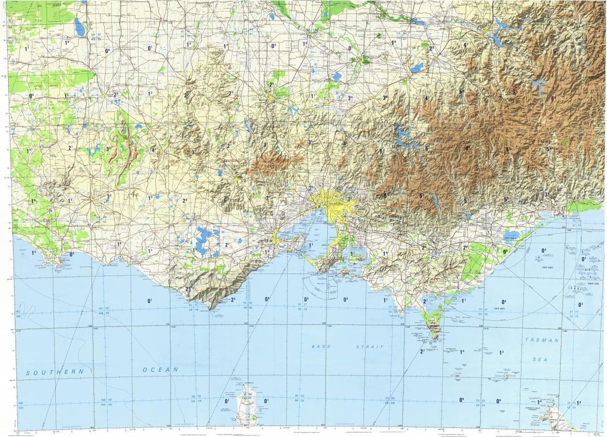 ਦੇ topographic ਨਕਸ਼ਾ ਮੇਲ੍ਬਰ੍ਨ