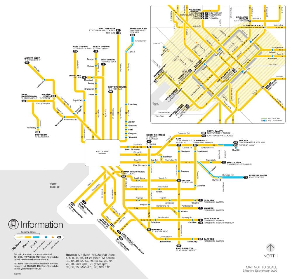 Yarra trams ਨਕਸ਼ਾ