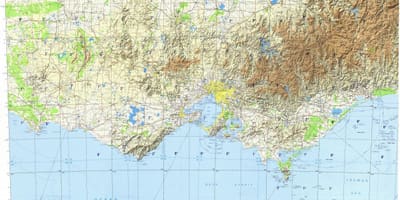 ਦੇ Topographic ਨਕਸ਼ਾ ਮੇਲ੍ਬਰ੍ਨ